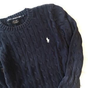 Last CHANCE 2/2 Navy Knit Sweater - White Pony - S